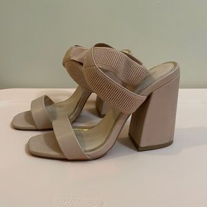 Qupid Beige Block Heels 6.5